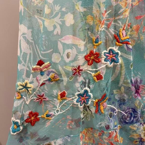 $458 NWT Johnny Was BIYA Forever Flower Floral Mesh Embroidered Maxi Dress S - Picture 14 of 16